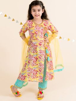 PSPeaches - Girls Yellow Kurta (Set of 3)