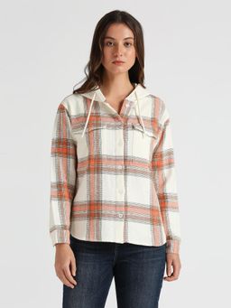Pepe Jeans - Women Orange Checks Regular Fit Casual Shirt