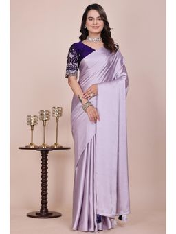 Nyri - Womens Solid Satin Saree with Unstitched Blouse