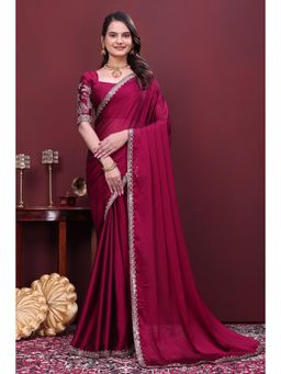 Nyri - Womens Embroidered Chiffon Saree with Unstitched Blouse