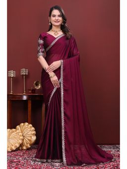 Nyri - Womens Embroidered Chiffon Saree with Unstitched Blouse