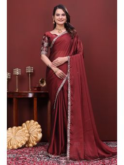 Nyri - Womens Embroidered Chiffon Saree with Unstitched Blouse