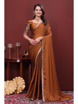 Nyri - Womens Embroidered Chiffon Saree with Unstitched Blouse