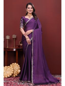 Nyri - Womens Embroidered Chiffon Saree with Unstitched Blouse
