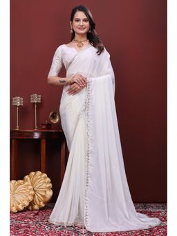 Nyri - Womens Embroidered Chiffon Saree with Unstitched Blouse