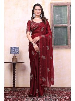 Nyri - Womens Embroidered Tissue Saree with Unstitched Blouse