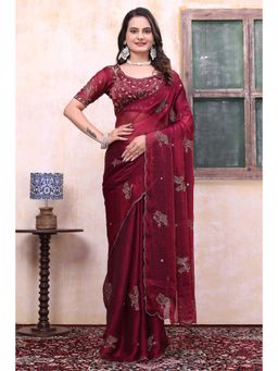 Nyri - Womens Embroidered Tissue Saree with Unstitched Blouse