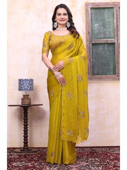 Nyri - Womens Embroidered Tissue Saree with Unstitched Blouse