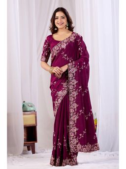 Nyri - Womens Embroidered Tissue Saree with Unstitched Blouse