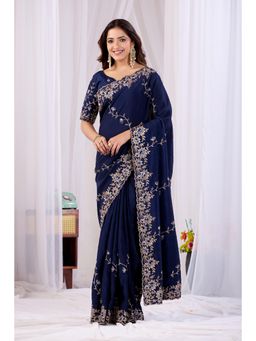 Nyri - Womens Embroidered Tissue Saree with Unstitched Blouse