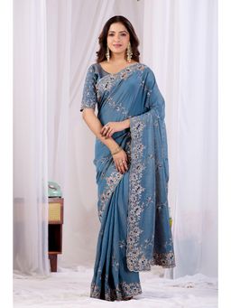 Nyri - Womens Embroidered Tissue Saree with Unstitched Blouse