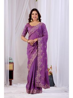 Nyri - Womens Embroidered Tissue Saree with Unstitched Blouse