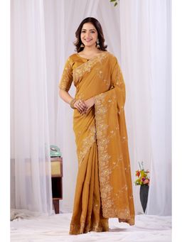 Nyri - Womens Embroidered Tissue Saree with Unstitched Blouse