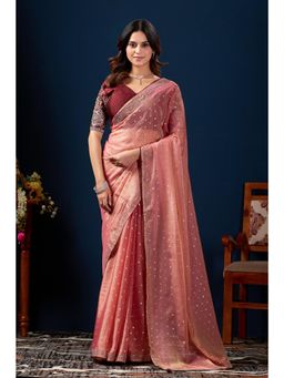 Nyri - Womens Embellished Chiffon Saree with Unstitched Blouse