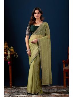 Nyri - Womens Embellished Chiffon Saree with Unstitched Blouse