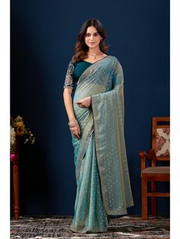 Nyri - Womens Embellished Chiffon Saree with Unstitched Blouse