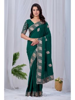 Nyri - Womens Embroidered Chiffon Saree with Unstitched Blouse