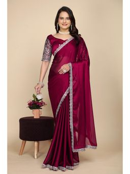 Nyri - Womens Embroidered Georgette Saree with Unstitched Blouse