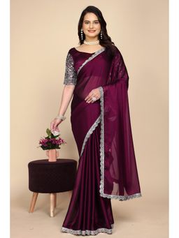 Nyri - Womens Embroidered Georgette Saree with Unstitched Blouse