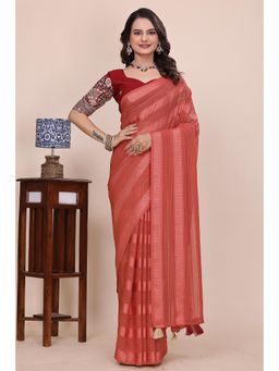 Nyri - Womens Stripes Georgette Saree with Unstitched Blouse