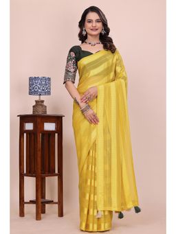 Nyri - Womens Stripes Georgette Saree with Unstitched Blouse