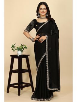 Nyri - Womens Embellished Chiffon Saree with Unstitched Blouse