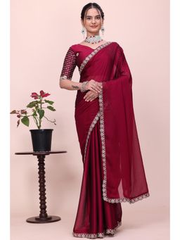 Nyri - Womens Embellished Chiffon Saree with Unstitched Blouse