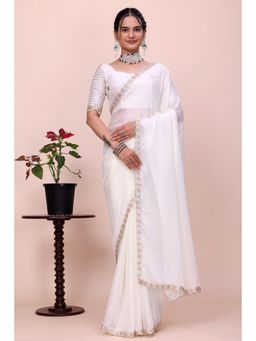 Nyri - Womens Embellished Chiffon Saree with Unstitched Blouse