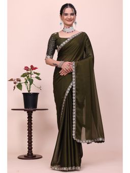 Nyri - Womens Embellished Chiffon Saree with Unstitched Blouse