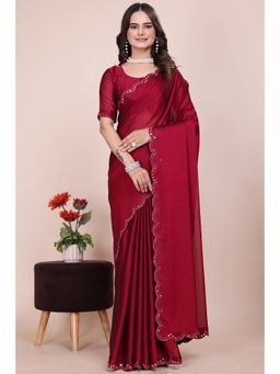 Nyri - Womens Embroidered Georgette Saree with Unstitched Blouse