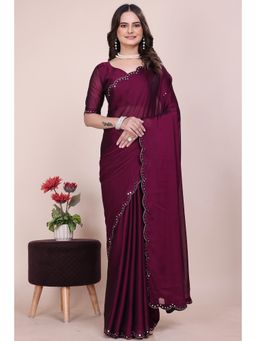 Nyri - Womens Embroidered Georgette Saree with Unstitched Blouse