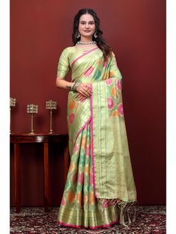 Nyri - Womens Handloom Jacquard Saree with Unstitched Blouse