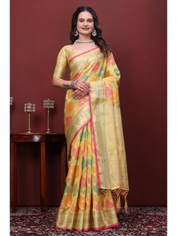 Nyri - Womens Handloom Jacquard Saree with Unstitched Blouse