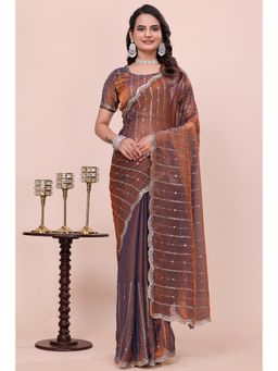 Nyri - Womens Embellished Tissue Saree with Unstitched Blouse