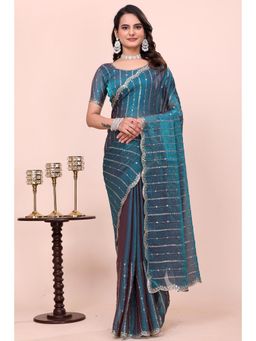Nyri - Womens Embellished Tissue Saree with Unstitched Blouse