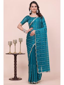 Nyri - Womens Embellished Tissue Saree with Unstitched Blouse