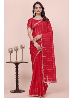 Nyri - Womens Embellished Tissue Saree with Unstitched Blouse