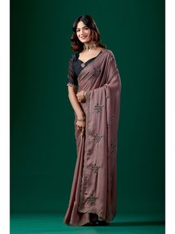 Nyri - Womens Embroidered Chiffon Saree with Unstitched Blouse