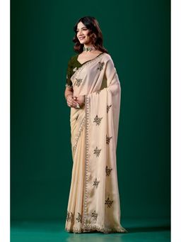 Nyri - Womens Embroidered Chiffon Saree with Unstitched Blouse