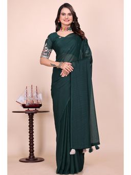Nyri - Womens Solid Georgette Saree with Unstitched Blouse