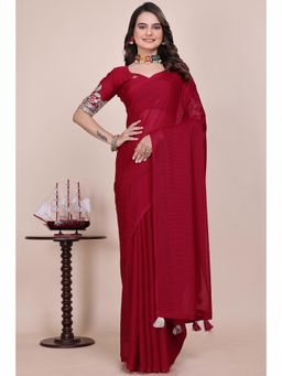 Nyri - Womens Solid Georgette Saree with Unstitched Blouse