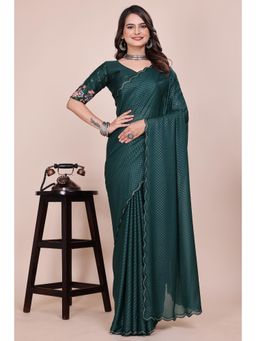Nyri - Womens Embroidered Georgette Saree with Unstitched Blouse