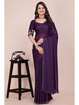 Nyri - Womens Embroidered Georgette Saree with Unstitched Blouse