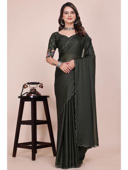 Nyri - Womens Embroidered Georgette Saree with Unstitched Blouse