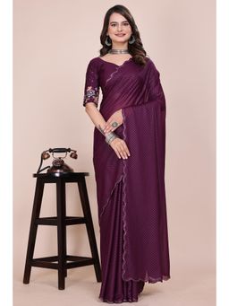 Nyri - Womens Embroidered Georgette Saree with Unstitched Blouse
