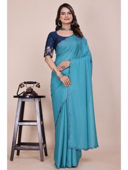 Nyri - Womens Embroidered Georgette Saree with Unstitched Blouse