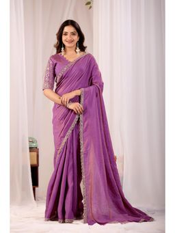 Nyri - Womens Embroidered Chiffon Saree with Unstitched Blouse
