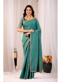 Nyri - Womens Embroidered Chiffon Saree with Unstitched Blouse