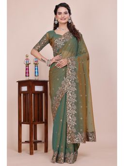 Nyri - Womens Embroidered Tissue Saree with Unstitched Blouse
