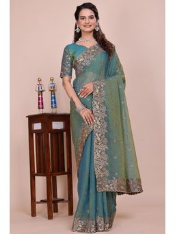 Nyri - Womens Embroidered Tissue Saree with Unstitched Blouse